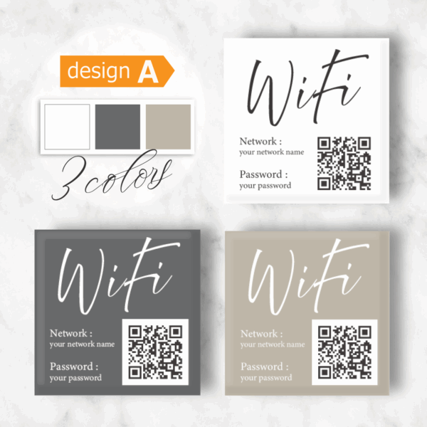 アクリルブロック スタンド 卓上 看板 Wi-Fi ネットワーク 表示 パスワード QRコード カスタマイズ オリジナル おしゃれ