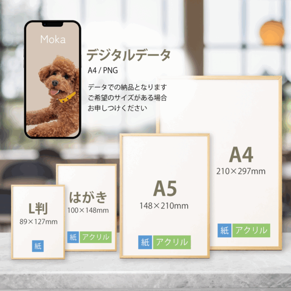 うちのこ 犬・猫・ペット写真から作るポスター風イラスト ポスター データ納品 スマホケース アクスタ ギフト プレゼント