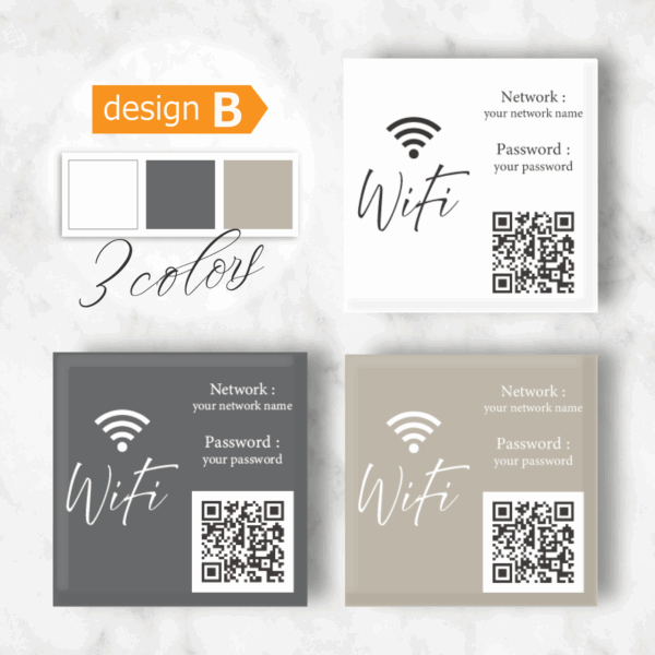 アクリルブロック スタンド 卓上 看板 Wi-Fi ネットワーク 表示 パスワード QRコード カスタマイズ オリジナル おしゃれ