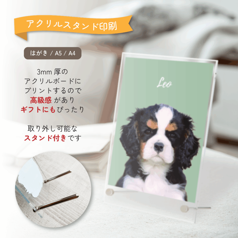 うちのこ 犬・猫・ペット写真から作るポスター風イラスト ポスター データ納品 スマホケース アクスタ ギフト プレゼント