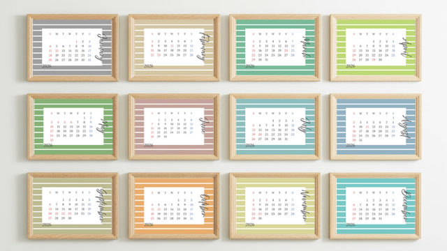 2026年カレンダー　ダウンロード　JPG データ　シンプル